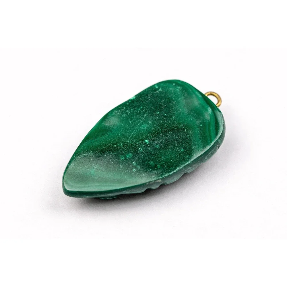 Vintage Carved Malachite Tribal Mask Pendant, Green Stone Totem Face Jewelry